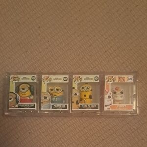 Funko Pop Minions and Fluffy Set - Yellow, Blue, White